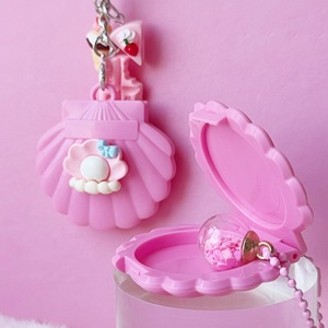 Estuche compacto de polvo con forma de concha de moda con cadena, paleta de sombras de ojos, iluminador, contenedor de colorete, embalaje cosmético DIY personalizado - Product Image 2