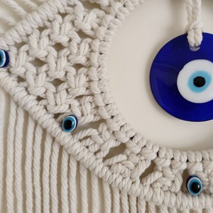Oferta Especial: Colgante de Pared Tradicional Turco con Ojo Turco Azul, Tapiz Bohemio con Borlas, Artesanía Tejida a Mano para Hogar u Oficina, Arte de Macramé - Product Image 6