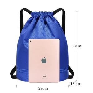 Factory OEM Oxford Casual Sport Backpack Custom logo Waterproof <b>Drawstring</b> Backpack with Shoe Compartment - Product Image 2