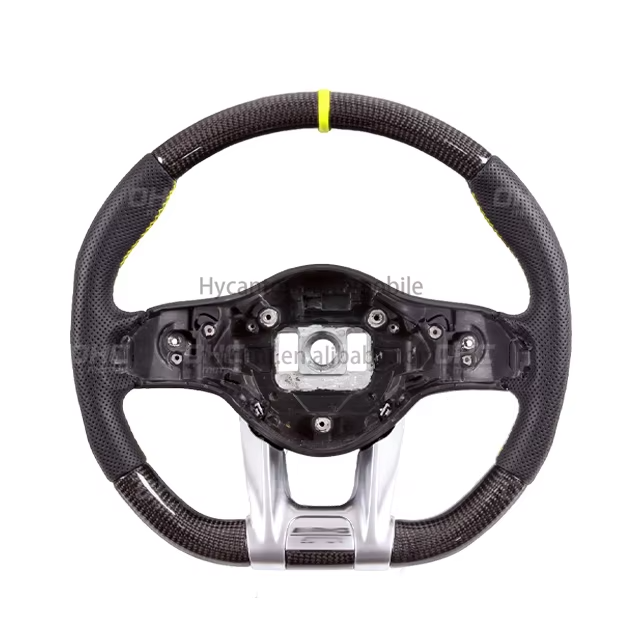 Leather+carbon fiber+yellow spiral+yellow stitching