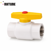 Robinet à bille manuel RHTUBE en PPR blanc avec poignée jaune pour système de plomberie d'eau chaude/froide 20-32mm