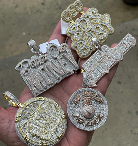 Mặt dây chuyền mạ vàng 18K đính đá zirconia lấp lánh phong cách Hip Hop, kiểu dáng mắt ác Hamsa, trái tim, nhiều mẫu mã khác nhau, dành cho CEO, GOAT, MONEY - Product Image 5