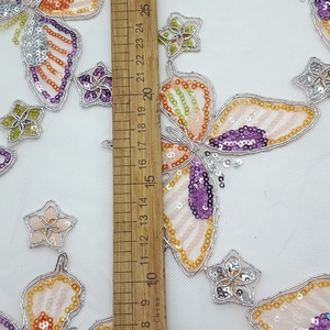 Tissu en maille à sequins brodés à motif Ramage multicolore brillant haut de gamme, respirant, durable et à séchage rapide pour vêtements et décoration intérieure - Product Image 5