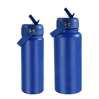 Bouteille d'eau sport en acier inoxydable à double paroi avec logo personnalisé, 18 oz, 32 oz, revêtement en poudre, avec bec verseur et couvercle à poignée