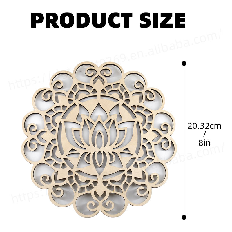 Tailai Hot Sale Flower Life Lotus Sacred Geometry Wood Wall Art Home Decor  for Yoga Meditation Wooden Wall Hanging Sculpture