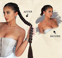 Extension de queue de cheval de 28 pouces, cheveux raides Yaki, attache élastique, extrémités synthétiques naturelles, plusieurs couleurs, vente en gros par Senmu Beauty