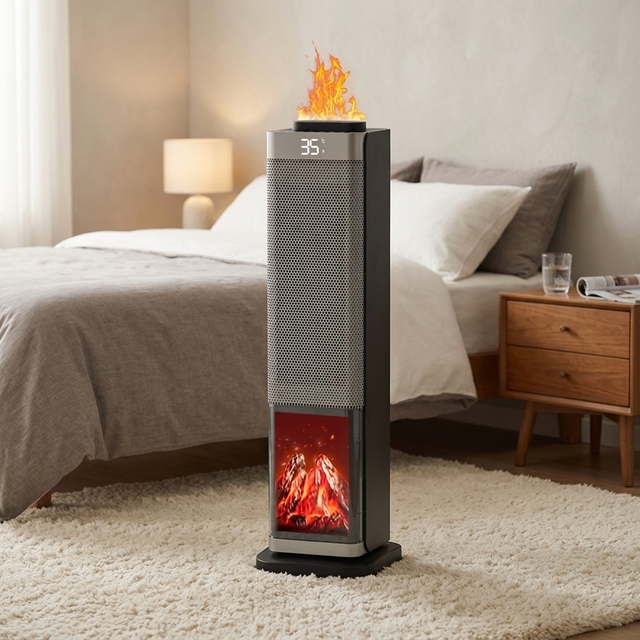 2000W Portable Fan Heater 3D Space Tower Oscillating PTC Ceramic Timer Remote Control Fast Heating Overheat Protection Energy