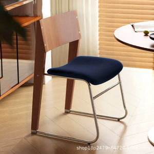 Retro Minimalist Bauhaus Style Dining Chair Solid Wood <b>Backrest</b> 35cm Height For Dining Room Adult Use - Product Image 3