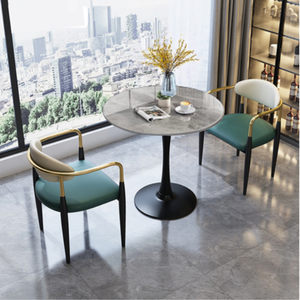 Fauteuil moderne capitonné en <span class=keywords><strong>cuir</strong></span> et acier inoxydable pour salle à manger, maison et hôtel, pour cuisine, salon et restaurant, zones PC - Product Image 3