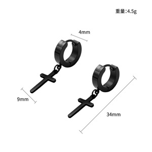 Cross Stainless Steel Earrings Black Color Daily Wear Fashion Piercing Jewelry - Product Image 4
