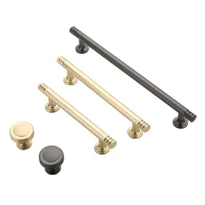 Modern Brushed Brass Cabinet Drawer Pulls Bedroom Furniture Handle Knobs 3914