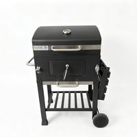 Barbecue portable au charbon de bois avec roues et table latérale pour les fêtes de jardin
