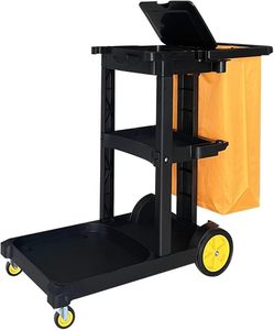 Chariots de ménage noirs en gros, chariots de nettoyage multifonctionnels pour hôtels, chariots de nettoyage de chambres durables et portables en plastique avec fonction imperméable - Product Image 1