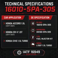 Injecteur de carburant 16010-5PA-305 pour Accord 2018-2021, CR-V 2017-2021, Civic 2017-2020 1.5L L4 160105PA305 84512137