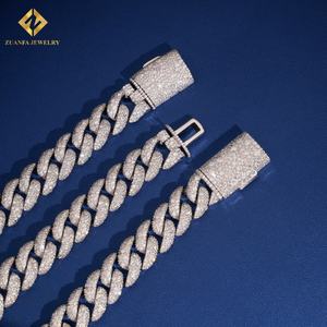 Promotion de vente, bijoux pour hommes de 14 mm, chaîne cubaine en diamant moissanite glacé VVS, mosaïque, bracelet, collier, hip hop - Product Image 5