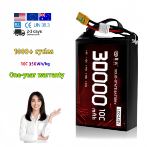 Paquete de Baterías de Estado Sólido de Alta Densidad Energética de 30000 mAh y 350 Wh/kg para Drones, Más de 1000 Ciclos de Fabricante - Product Image 1