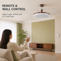 Ventilateur de plafond ultra-fin à moteur DC avec télécommande pour chambre à coucher, salle à manger, bureau à domicile
