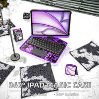 Tablet Kılıfları ve Kılıflarından Bir Arada IFacemall Yeni Gelen 360 Derece Dönebilen Sihirli Klavye Kılıfı Çok Renkli Şeffaf PU Plen Yuvası iPad 10.2 için