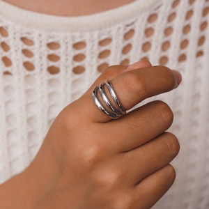 Ba hàng Mới Thép không gỉ nhẫn không thấm nước PVD mạ vàng thép không gỉ Vòng người phụ nữ - Product Image 3