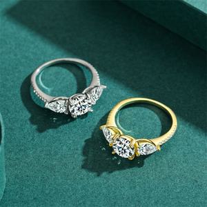 批发嘻哈风格镀金奢华珠宝女戒指派对经典锆石廉价订婚银925结婚承诺戒指 - Product Image 2