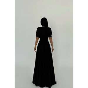 เดรสยาวสีดำสไตล์วินเทจ แบรนด์ Black Elijah รุ่น Sweet ติดกระดุม แขนพอง ผ้าสแปนเด็กซ์ มีซับใน เหมาะสำหรับใส่ในวันที่อากาศเย็นช่วงฤดูใบไม้ร่วง ไซส์ XL - Product Image 1