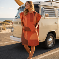 Serviette poncho en microfibre suédée avec logo personnalisé, séchage rapide, à capuche, pour la plage, la piscine, la natation et les voyages