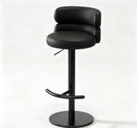 Tabouret de bar moderne en métal, léger et durable, avec siège rembourré, dossier demi-lune, base et repose-pieds, chaise haute de comptoir