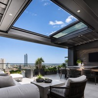 Système de toit vitré coulissant à panneaux en aluminium, résistant aux UV, à commande automatique, pour terrasse et patio, directement de l'usine (OEM)