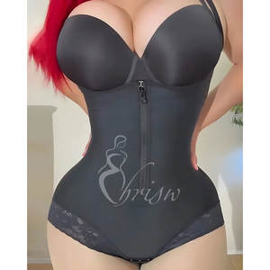 Frente Zipper Lace Trims Thong Shaper Corpo de cintura alta <span class=keywords><strong>Shapewear</strong></span> <span class=keywords><strong>Shapewear</strong></span> Shorts: Sculpting Butt Lifter e barriga Controle pós-parto - Product Image 1