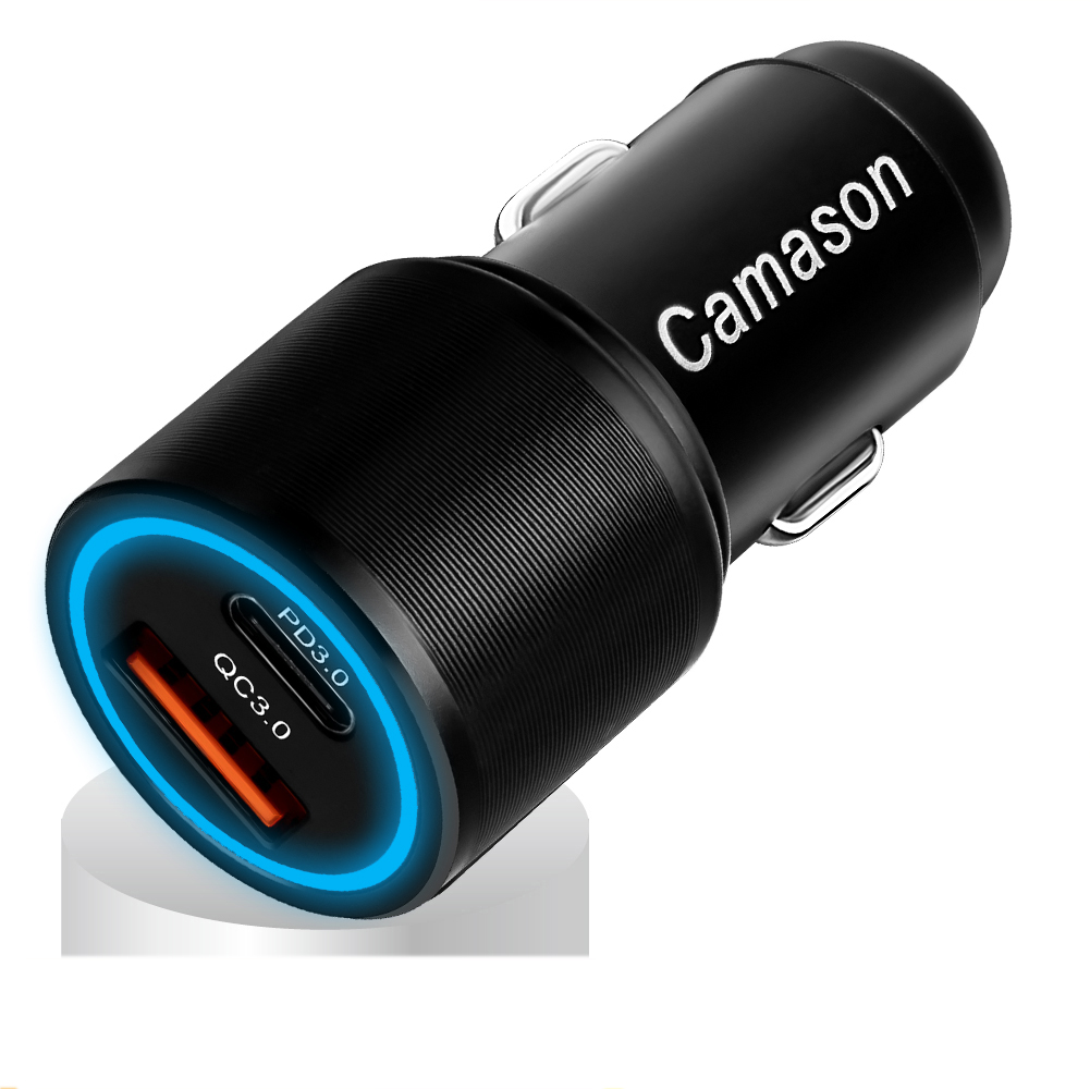 Camason LED 45W pd Car Quick Charger USB Type C Charge For iphone Xiaomi Huawei phone PD QC 3.0 24V/12V Fast Charging Adapter