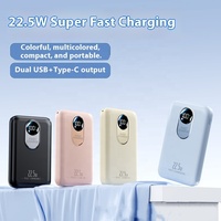 Batterie externe compacte 10000mAh 22.5W à charge rapide, chargeur portable avec écran LED et double sortie USB+Type-C pour cadeaux
