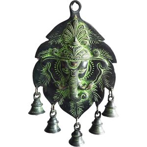 PARIJAT Artisanat Tenture murale en laiton Belle cloche Lord Ganesha pour la décoration de la porte principale d'entrée à des fins de cadeaux - Product Image 2