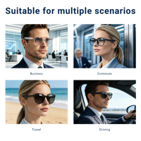 Lunettes Intelligentes Traducteur IA 28g 80mAh+80mAh Contrôle Tactile Étanche Charge Magnétique Audio Professionnel Enregistreur de Réunions