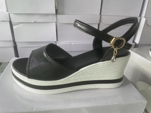 Women European and American Style Wedge Sandals Summer New Thick Sole Color <b>Block</b> Big Fish Mouth Roman Sandals Wholesale - Product Image 6