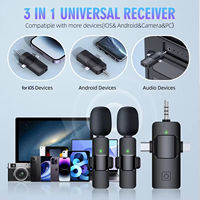 Microfono Lavalier Wireless K15 con 2 Trasmettitori e 1 Ricevitore, Compatibile USB-C, Lightning e Jack da 3,5mm per Vlog e Streaming Live