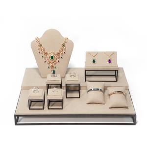 Tùy biến MDF trang sức hiển thị bộ đồ trang sức màu be hiển thị bảng Vòng Cổ Bông Tai Nhẫn truy cập trang sức bao bì & hiển thị - Product Image 2