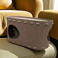 Maison pour chats Mofelt à 2 étages, avec balles suspendues, design moderne, écologique, résistante aux griffures, en feutre personnalisable