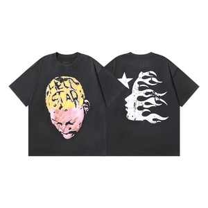 T-shirt unisexe en coton lourd de 270 grammes, style vintage délavé à l'acide, imprimé numériquement avec logo personnalisé, coupe oversize pour homme - Product Image 1