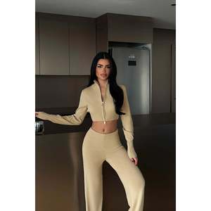 Zenxy Beige <b>Crocheted</b> <b>Set</b> with Pattern Print Decoration - Product Image 2