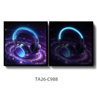 Tableau mural LED lumineux pour gamer, toile néon encadrée, double panneau, portrait de manette de jeu, décoration pour salle de jeux à domicile