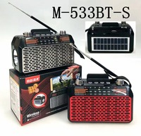 Meier M-533BT-S Portable En Plein Air D'urgence Radio De Bolsillo Con Panneau Solaire Panneau Lumineux Alimenté Lampe De Poche Am Fm Radio