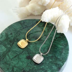 Fine Gold Plated <b>Choker</b> Necklace Stainless Steel square Pendant Necklace - Product Image 3