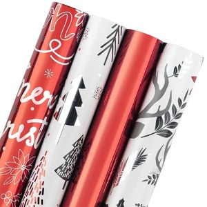 Custom Eco-Friendly Christmas-Themed Metallized Gift <b>Wrap</b> <b>Paper</b> <b>Roll</b> 100GSM Double Sided Coated Recyclable Digital Printing - Product Image 1