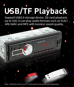 Henmall 12V 1din tableau de bord stéréo USB AUX-in TF carte lecture de musique charge rapide Radio FM récepteur affichage de l'heure amplificateur mains - Product Image 3