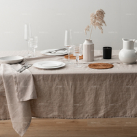 Naturel 100 lin lin français Rectangle prélavé carré nappe couverture terre cuite nappe sur mesure lin pour mariage