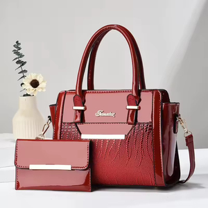 Sac à main pour femme en PU brillant effet crocodile, grande capacité, ensemble deux pièces, sac messager coréen, sac à bandoulière - Product Image 3
