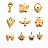 Pendentifs géométriques en gros plaqués or 18 carats, breloques en acier inoxydable à motifs naturels, accessoires DIY pour la fabrication de bijoux