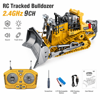 Modelo a Escala de Bulldozer de Aleación con Orugas 2.4G 9 Canales, Vehículo de Ingeniería con Luces, Sonido y Función de Demostración para Compradores de Juguetes de Construcción