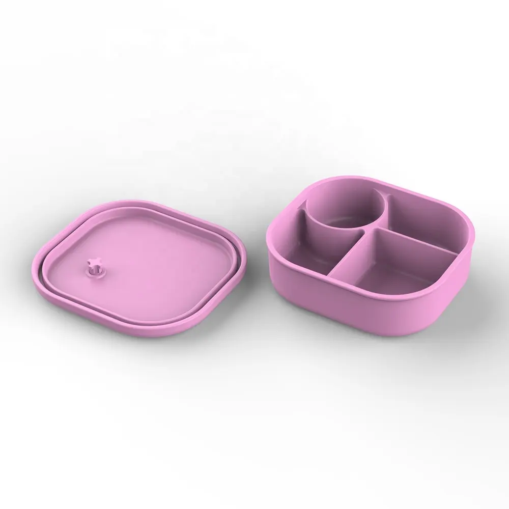 SSPH newest style kawaii cute bpa free silicone rice sushi container with 4 compartments western food bento lunch box