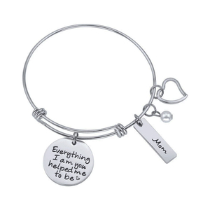 Bracelet ajustable en acier inoxydable avec inscription personnalisée « Tout ce que je suis, tu m'as aidé à devenir », idéal pour les cadeaux de la fête des mères - Product Image 2